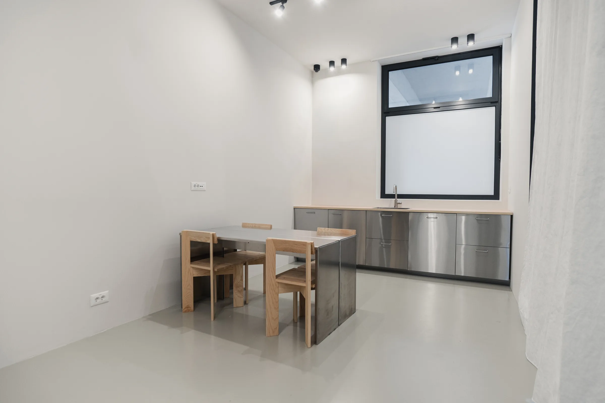 Kitchen in the photo studio at Holographik Space in Trešnjevka, Zagreb